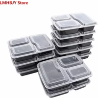 Plastic Reusable Bento Box Meal Storage Food Prep Lunch Box 1/2/3 Compartment Reusable Microwavable Containers Home Lunchbox