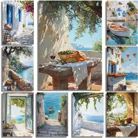 Light Colored Homestay Cottages Architecture Tourism Scenery Oil Painting Posters Canvas Print Home Wall Decoration Painting