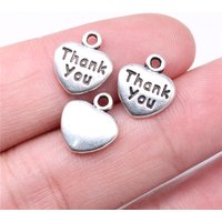 WYSIWYG 20pcs Charms 13x11mm Thank You Heart Charms For Jewelry Making DIY Jewelry Findings Antique Silver Color Alloy Charms