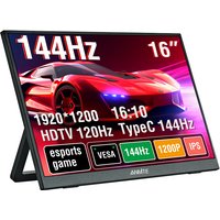16" Portable Monitor 144Hz/120Hz 1920*1200 Resolution, 300Cd/m² brightness, suitable for laptops, mobile phones