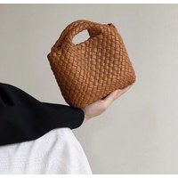 Women Handbag Fashion Woven Pattern Small Pu Leather Tote Bag Retro Top Handle Bag Casual Daily Commute Shopping Portable 2026