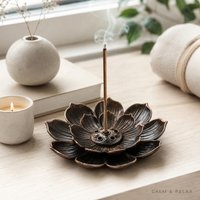 Incense Burners Bronze Alloy Lotus Nasturtium Censer Complete with Ash Tray for Desktop Ornament Tea Space and Indoor Daily Use