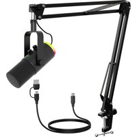 XLR/USB Gaming Microphone Kit: Dynamic PC Mic for Streaming Podcasting, Software Support, Mute Button, RGB Computer Mic