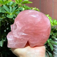 A Beautiful, High-quality Rose Quartz Skull, This Mineral Specimen Is An Excellent Choice for Home Décor.