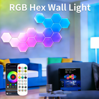 RGB 5V Hexagon LED Wall Light Music Sync Night Light WiFi Works with Alexa Google Assistant Christmas Halloween Party Decor Gift