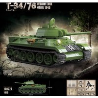 T34/76 Medium Tank 1940 Type Full Internal Structure Tank Model Assembles Building Blocks MOC Brick Model Kit Christmas Gifts