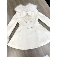 Japanischen Herbst Winter Elegante Kawaii Mantel Frauen Faux Pelz Kragen Langarm Tops Casual Lolita Bogen Taste Warme Süße Jacke Neue