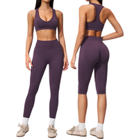 Women Tracksuit Yoga Set 2pcs Sport Suit Workout Clothes Gym Athletic Wear High Waist Legging Breathable Fitness Bra Sports Suit
