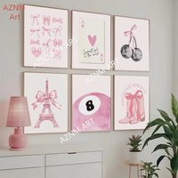 1PC Pink Butterfly Alphabet Girl Heart Art Poster Edgy Trendy Girls Room Aesthetic Modern Home Decor Canvas Painting Wall Art
