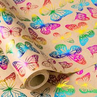 1 Roll Colorful Butterfly Kraft Gift Wrapping Paper for Birthday, Valentine's Day, Wedding Party, Halloween and Christmas