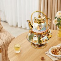 Ceramic Tea Set Floral Pattern Elegant Afternoon Cup Set Durability Ceramic Coffee Mug for Wedding Any Occassions Gathering