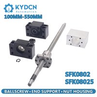 C7 SFK0802 SFK08025 Ball Screw Set 8mm Ball Screw+Nut Housing+End Support EKEF6 FKFF6 80mm-550mm CNC Roller Ballscrew