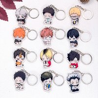 1/12Pcs Anime Figures Haikyuu Car Keychain Accessories Acrylic Cute Charms Pendant For Bag Funny Key Holder Backpack Decoration