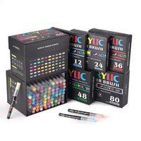 12-80 Colors Acrylic Paint Pens Markers Brush Tip Paint Markers For Rock Painting Wood Canvas Stone,Christmas Gift DIY Crafts