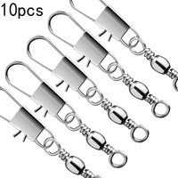 10pcs/Lot Stainless Steel Fishing Swivel Snap Ball Bearing Lock Rolling Connector Hooked Pin Fishhook Tackle Accessories