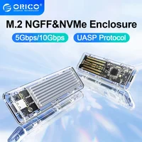 ORICO M.2 NVMe SATA SSD Enclosure Adapter Tool Free Transparent External Hard Drive Case M.2 NGFF SSD Case for PC Case Laptop