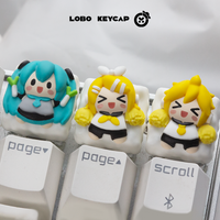 Vocaloid Miku Rin Len Twins Lobo Kawaii Keycap Anime Character Merchandise Keyboard Accessories Esc Replacement Single Keycaps