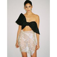 Fishnet Sexy Skirt For Women Clothes High Fashion Night Club Party Y2k Accessories White Cover Ups See Through Mesh Mujer Faldas