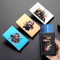 Demon Slayer Rfid Smart Wallet Card Holder Metal Thin Slim Men Women Wallets Pop Up Wallet Small Purse Vallet Walets Gift NEW