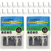 Fishing Treble Hooks 2Box/20Pcs High Carbon Steel 4X Strong Sharp Barbed Fishhook for Hard Lures Baits 10Pcs/Box 8Sizes 8-3/0#