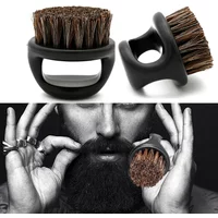 Pro Hairdresser Dust Brush Anti Static Boar Bristle Ring Beard Comb Salon Hair Sweep Brushes Shaving Facial Men's Mustache Brush