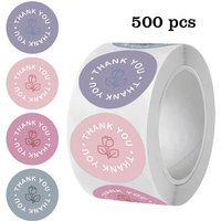 500Pcs 1" Pastel Rose Thank You Stickers Roll, Versatile Labels for Gift Wrapping, Shipping, Organizing & Small Business Packagi