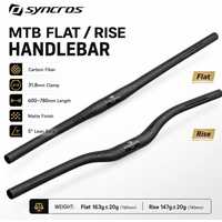 syncrosFull Carbon Fiber Bike Handlebar, Mountain Bike Straight Handlebar/Swallow Handlebar, 31.8 mm * 600-780 mm Bicycle Matte