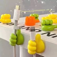 10pcs (Random Color) Cute Thumb Shape Cable Holder Adhesive Wire Organizer No Drill Desk Cord Clip for USB Charger Earphone