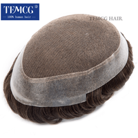 Toupee Man Wig Australia Lace PU Base Male Hair Prosthesis 100% Human Hair Men Wig Replacement System Men's Capillary Prothesis