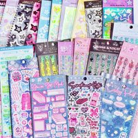 Korean Style Sticker Set For Kpop Photocards, Journaling & Toploader Deco - Premium Quality - Cute Ribbon Star Dialog Box & More