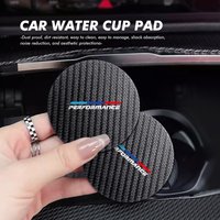 2pcs Car Carbon Fiber Silicone Car Coasters Water Cup Slots Non-Slip Mat Drink Pads For BMW X1 X3 X4 X5 X7 G20 G38 F20 F39 F48