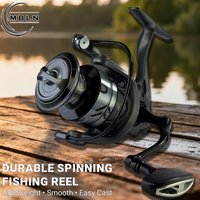 Spinning Reel,Aluminum Spool,5.2:1 Gear Ratio,Metal Guide, Brass Gear,Metal Handle,Lightweight for Freshwater & Inshore Fishing