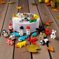 3D Printed Animal Figurine Toys 10/20/30Pcs Cartoon Joint Mobility Rabbit Tiger Dog Animal Model Toys Home Desktop Decoration