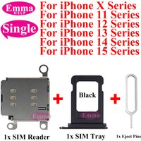 1set Single Sim Card Reader +Tray Slot Holder Connector Flex Cable Adapter for iPhone 11 12 13 Pro 14 Plus 15 Max XR XsMax Parts