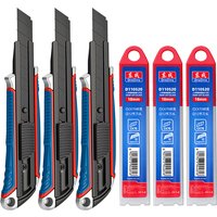 Heavy-Duty Utility Knife with Aluminum Handle - Black SK5 Blade, Accepts 18mm Blades, Anti-Glare Finish for Professional Cutting