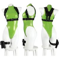 Green Street Fighter Cammy White Cosplay Costume Sexy Jumpsuit Hat Wig Strap Suits Killer Bee Full Set and Accessories Are Sold
