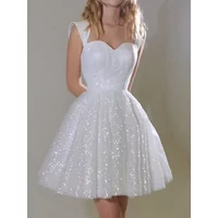 Summer New Sexy Club Sequined Camisole Short Skirt with Elegant Temperament, Princess Banquet Evening Dress with Round Collar