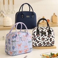 Kawaii Bow Print Lunch Tote Cute Insulated Lunchbox with Zipper, Thick Handle Thermal Cooler Bag for Yoga Gym Commute Hiking