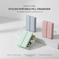 7 Grids Wheat Straw Organizer Container for Tablets Travel Pill Box with Seal Ring Small Medicine Storage Box