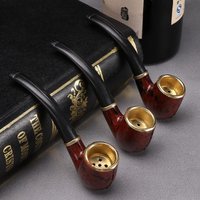 Imitation Wood Resin Cigarette Pipe Classic Bent Mini Portable Dry Smoking Pipe Durable Men Smoking Accessory
