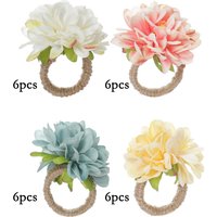 Porte-serviettes en forme de fleur, 6 pièces, artisanat pour centres de table, Festival, mariage, Thanksgiving, décoration de cuisine à domicile