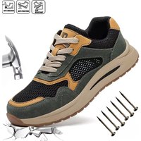 2 New Summer Casual Men's Safety Shoes Mesh Light Breathable Sneaker Puncture Proof Non Slip Work Sneakers For Men Shoes