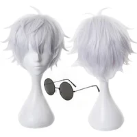 Gojo Satoru Cosplay Wig Anime Jujutsu Kaisen Cosplay Gojo Short Heat Resistant Synthetic Hair Anime Wigs Costume Party