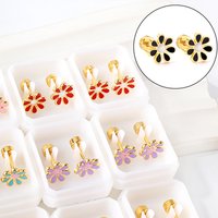 12Pair/Box Flower Daisy Stainless Steel Stud Earrings With Glitter Trendy Cute Hypoallergenic Casual Earrings Jewelry Gift 2024