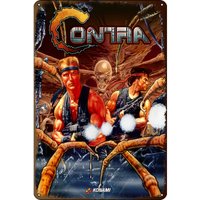 Konami Contra Metal Wall Decoration - Old Arcade Game Character Tin Logo, Limited Edition, Retro Game Room Art, Sturdy Metal,