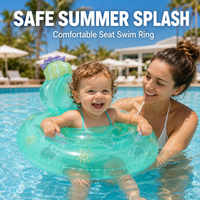 Inflatable Swim Ring Seat Float with Backrest, Anti-tip Safety Design PVC Pool Float Ring for Summer Swimming Pool Water Fun
