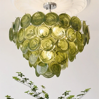 Murano Glass Chandelier French Vintage Green Pendant Light for Living Room Bedroom Dining Room Decor foyer light fixtures