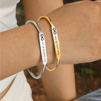 Custom Stainless Steel Couple Jewelry Nomination Bracelet Engravable Message, Open Design Romantic Gift Symbol of Eternal Love