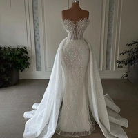 Detachable African Wedding Dresses Black Girls Mermaid Lace Pearls Aso Ebi Women Bridal Gowns Vestido De Novia Customized 2026