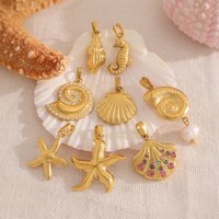 WILD & FREE Stainless Steel Ocean Series DIY Charms Pendant for Necklace 18K Gold Plated Waterproof Summer Seaside Jewelry